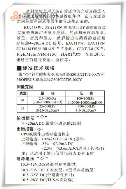 EJA118W、EJA118N和 EJA118Y型